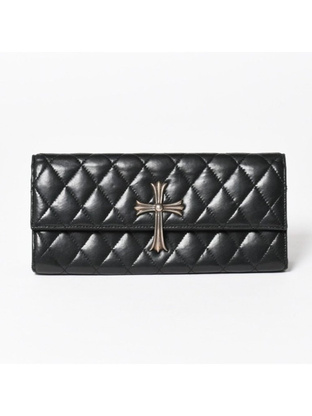 Chrome Hearts Dinner Clutch Large Cross Matelasse Lambskin Black